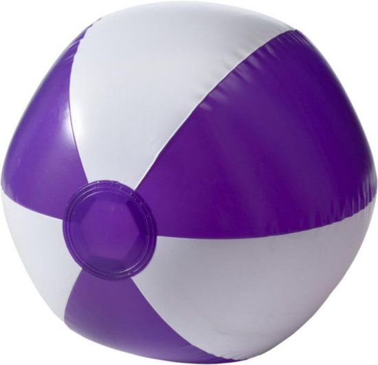 Impression Strandbal - opblaasbaar - zwembad speelgoed - paars/wit - D26 cm