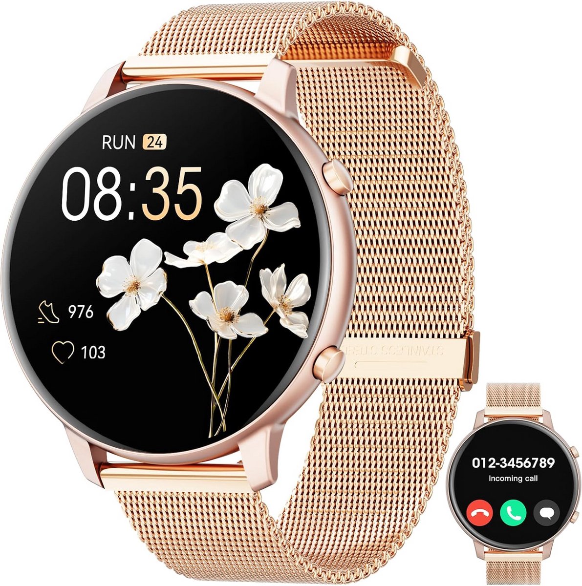 Smartwatch Dames en Heren met HD Scherm, Bellen, Hartslag & SpO2 Monitor, Activiteitstracker