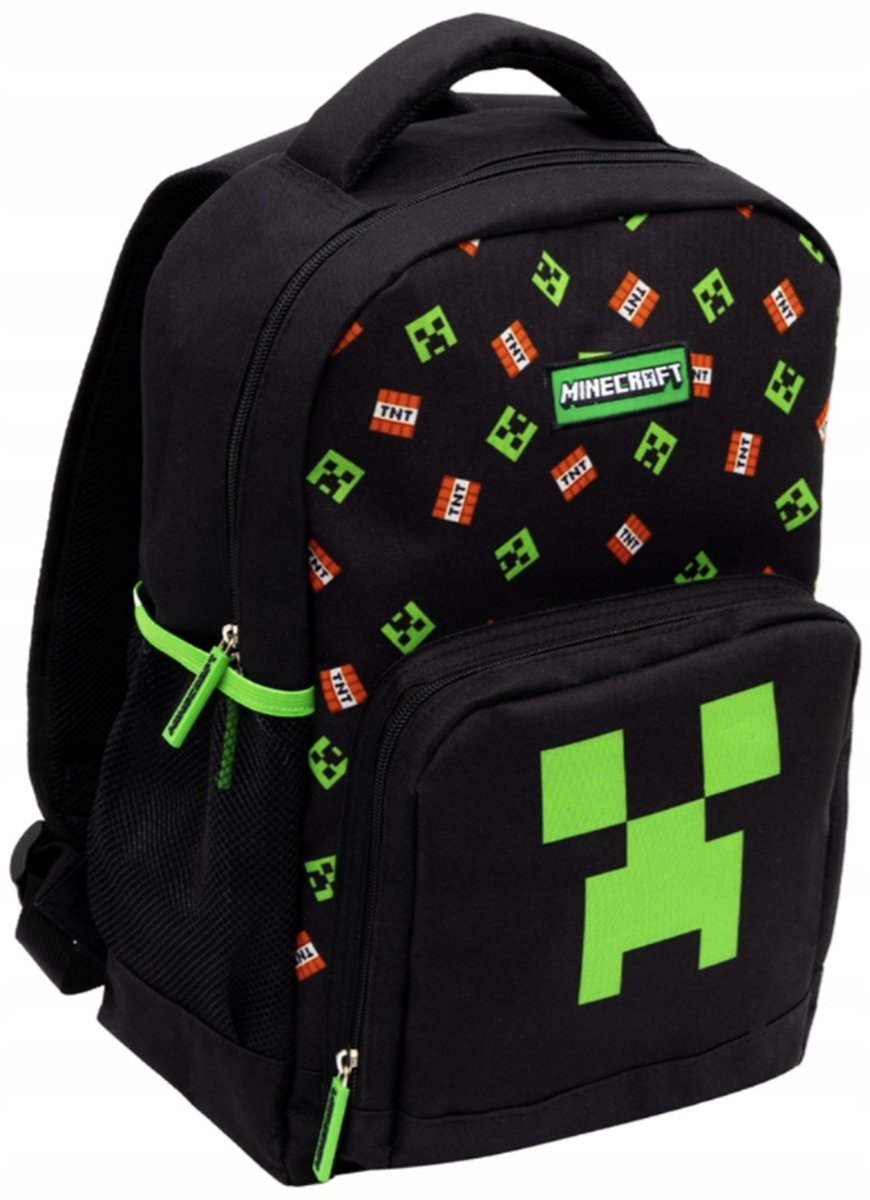 Minecraft Rugzak – Schooltas Kinderen – Creeper – 40 cm – Zwart/Groen – Waterafstotend -