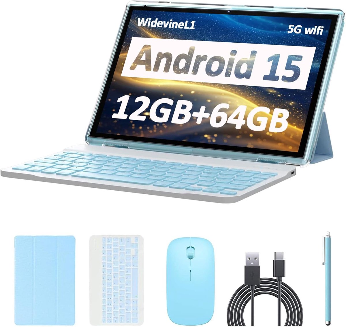 Android Tablet - 2-in-1 apparaat - Productief werken - 10 GB RAM - 101 inch scherm - Blauw