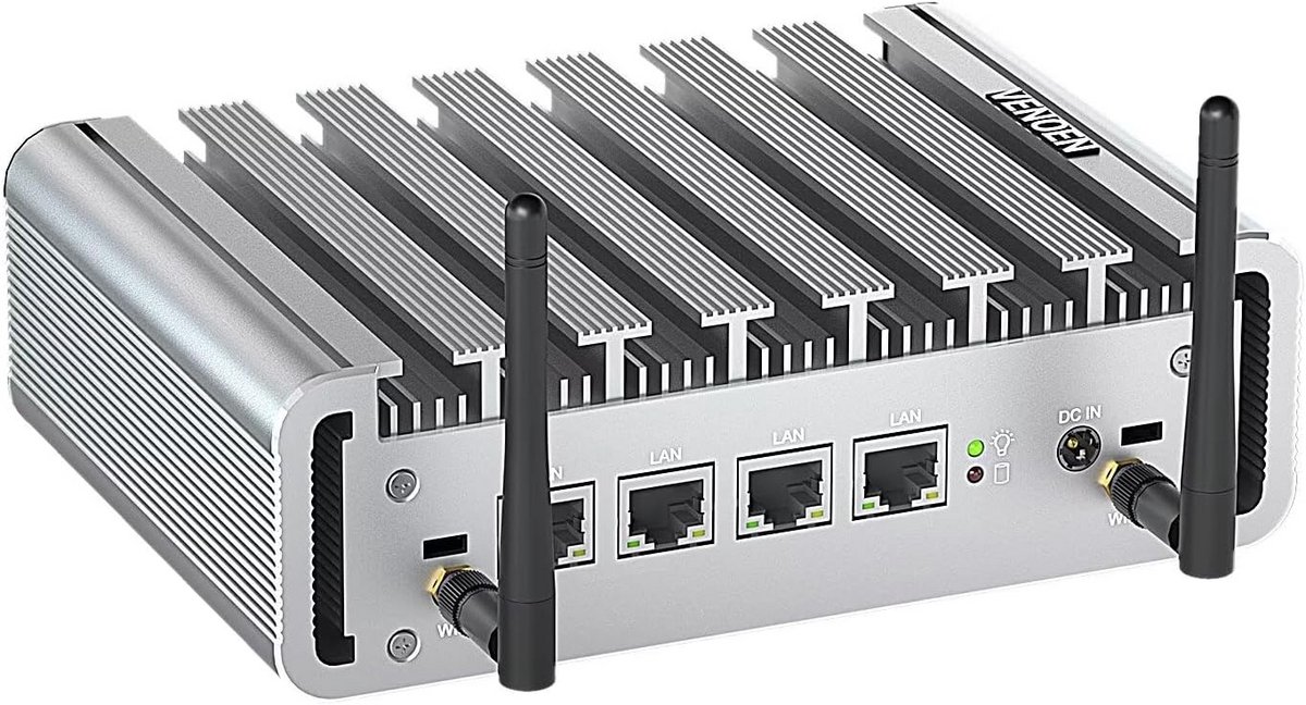 Fanless Mini PC met 4x 2.5Gbe LAN poorten, 8GB RAM en 256GB SSD - Krachtige Netwerk Appliance