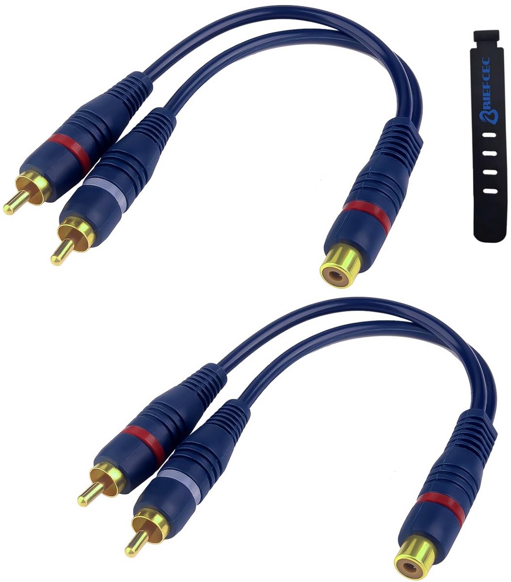 RCA-splitter Y-kabel 1-bus naar 2-stekkers - 15 cm - Audio adapter voor subwoofer en versterker
