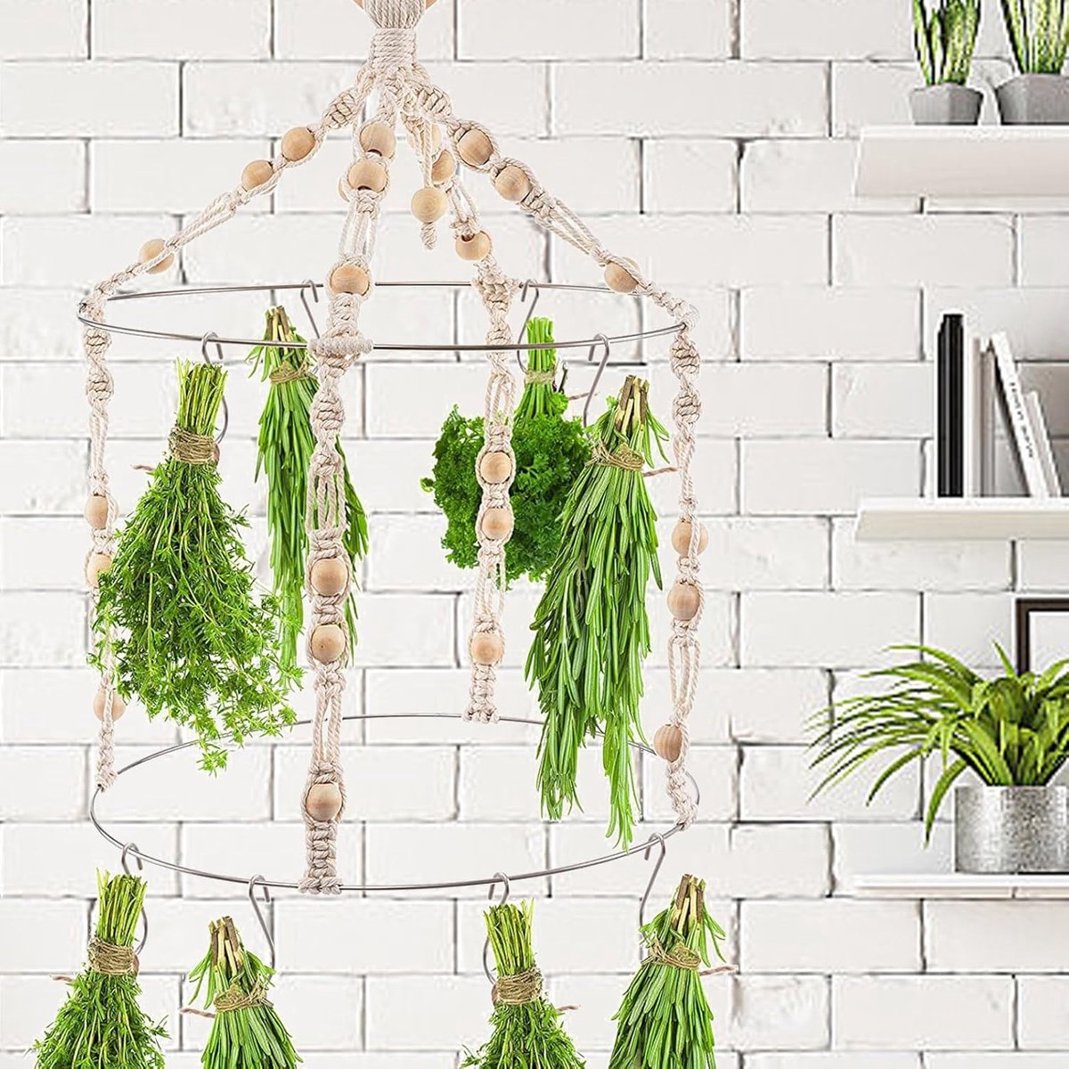 Hangend droogrek met 15 haken voor kruiden en bloemen