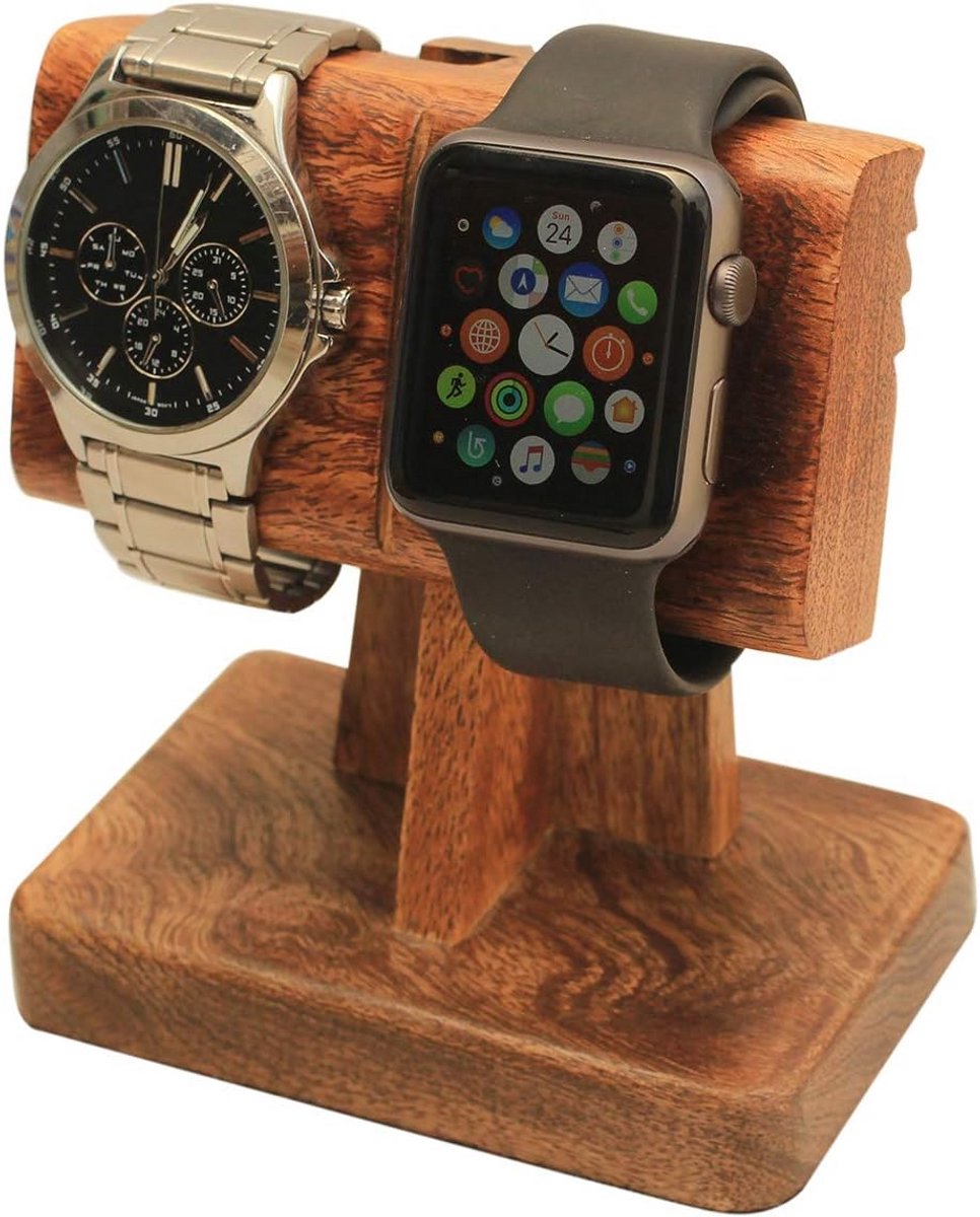 2 in 1 Horloge Stand en Nachtkastje Organizer van Mango Hout