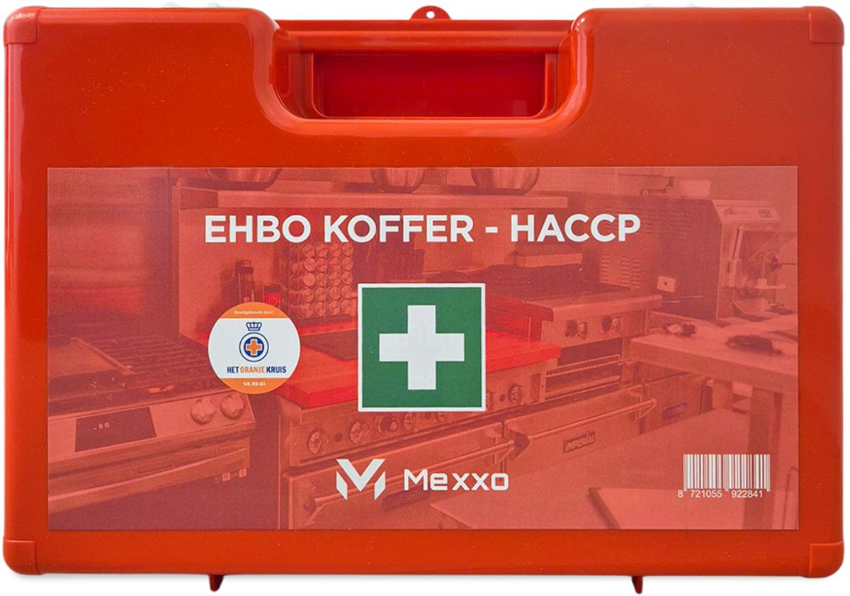 Cover van Mexxo EHBO koffer Horeca - HACCP verbandkoffer - Oranje Kruis gecertificeerd - 103-delig