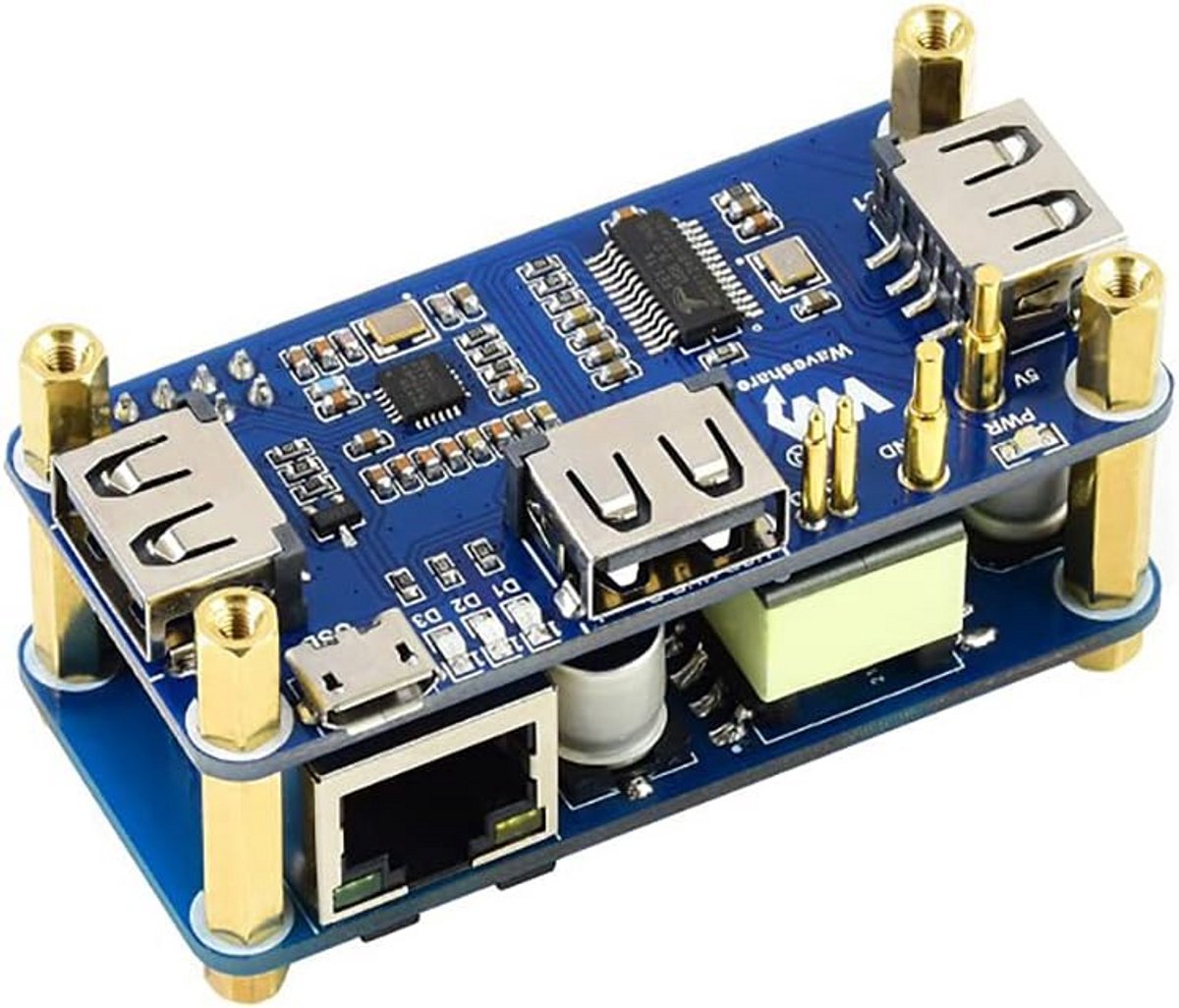 PoE Ethernet/USB HUB HAT voor Raspberry Pi Zero met 3 USB 2.0-poorten