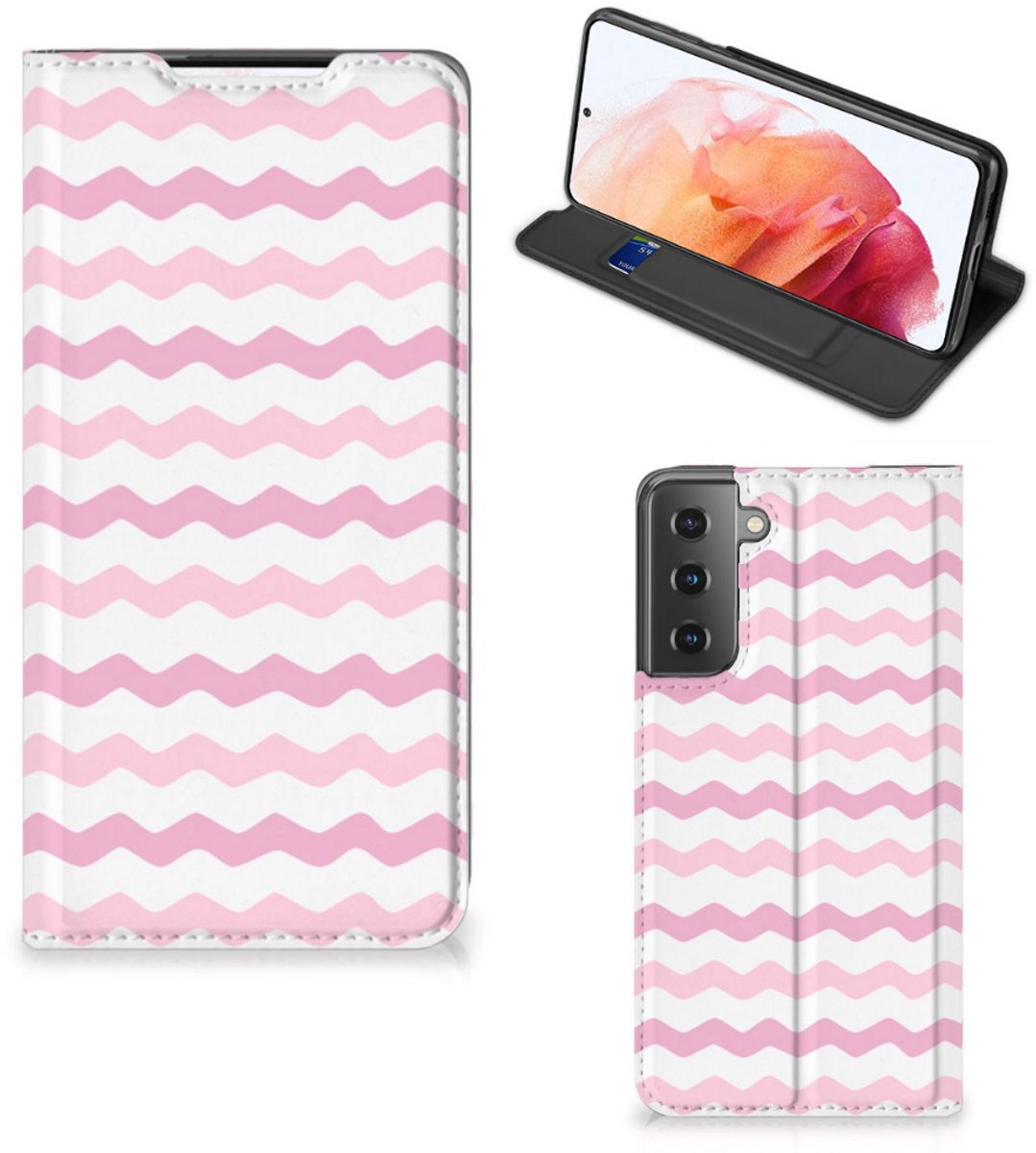Samsung Galaxy S21 Hoesje met Magneet Waves Roze