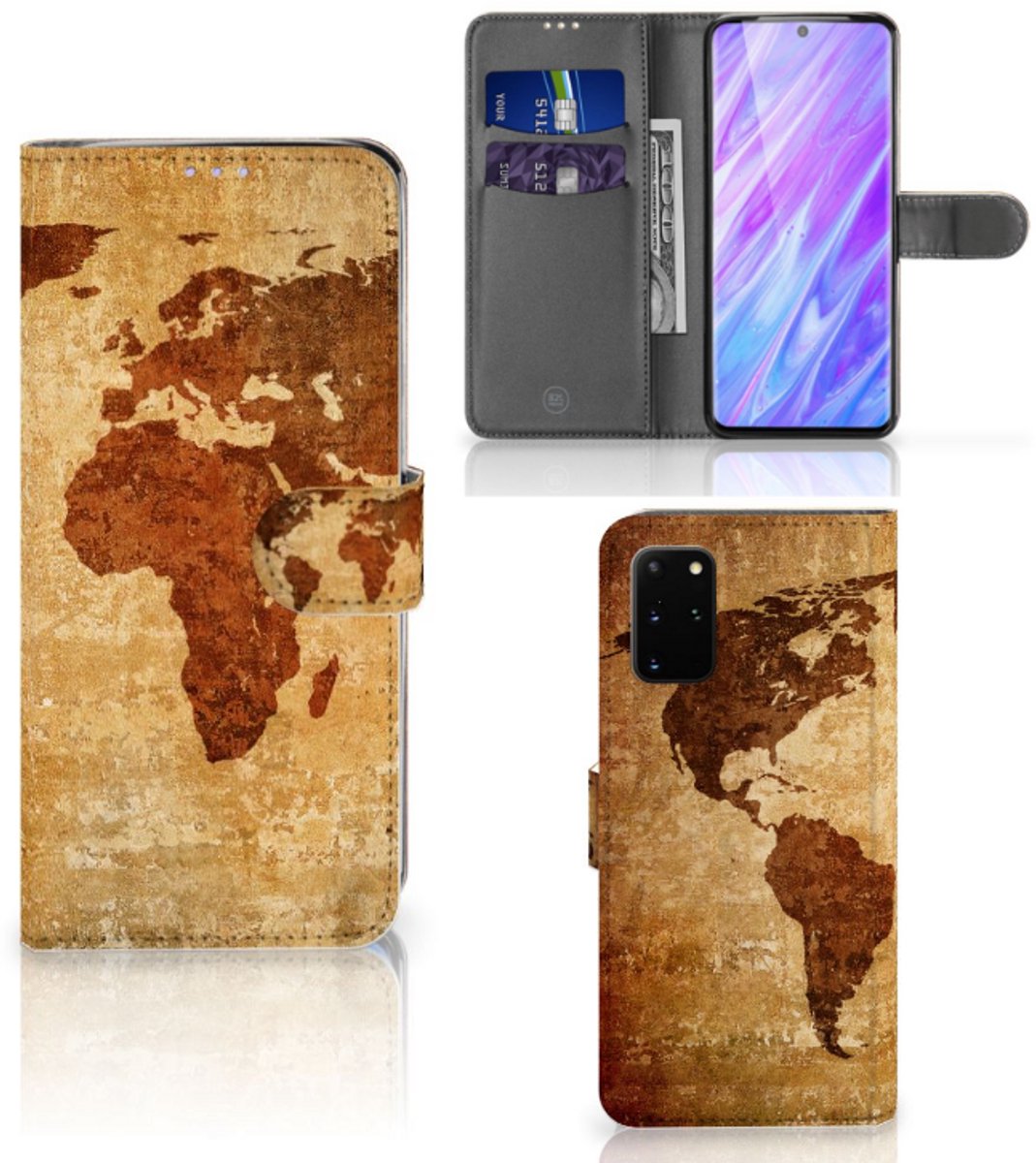 Samsung Galaxy S20 Plus Flip Cover Wereldkaart