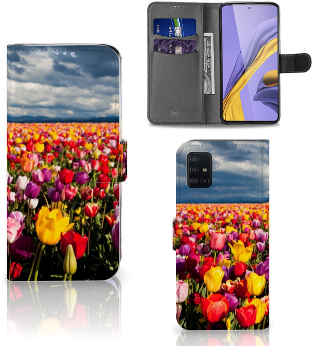 Book Case voor Samsung Galaxy A51 Hoesje Tulpen