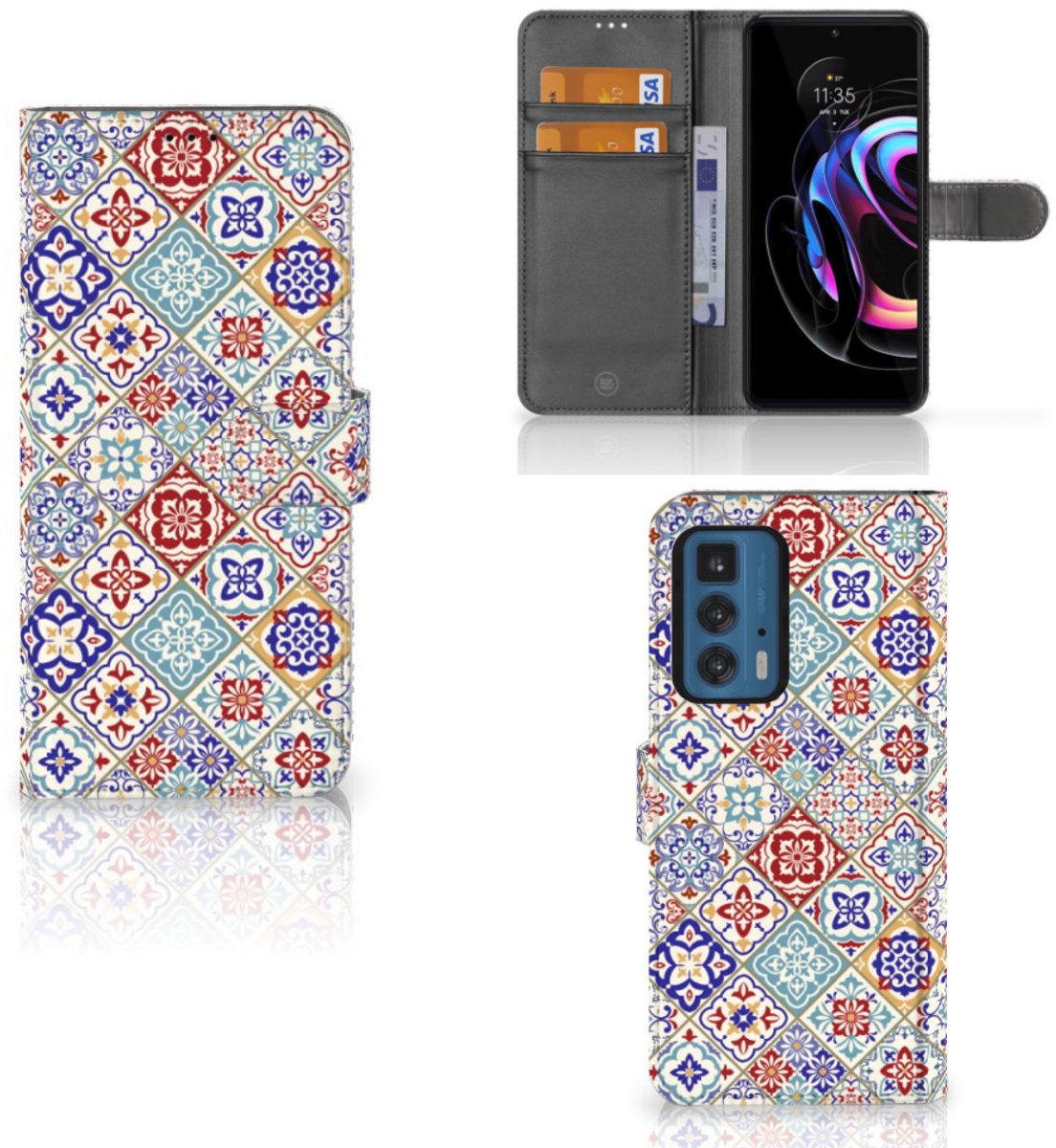 Book Case voor Motorola Edge 20 Pro Bookcase Tiles Color