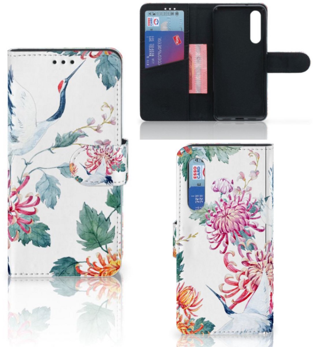 Xiaomi Mi 9 SE Telefoonhoesje met Pasjes Bird Flowers