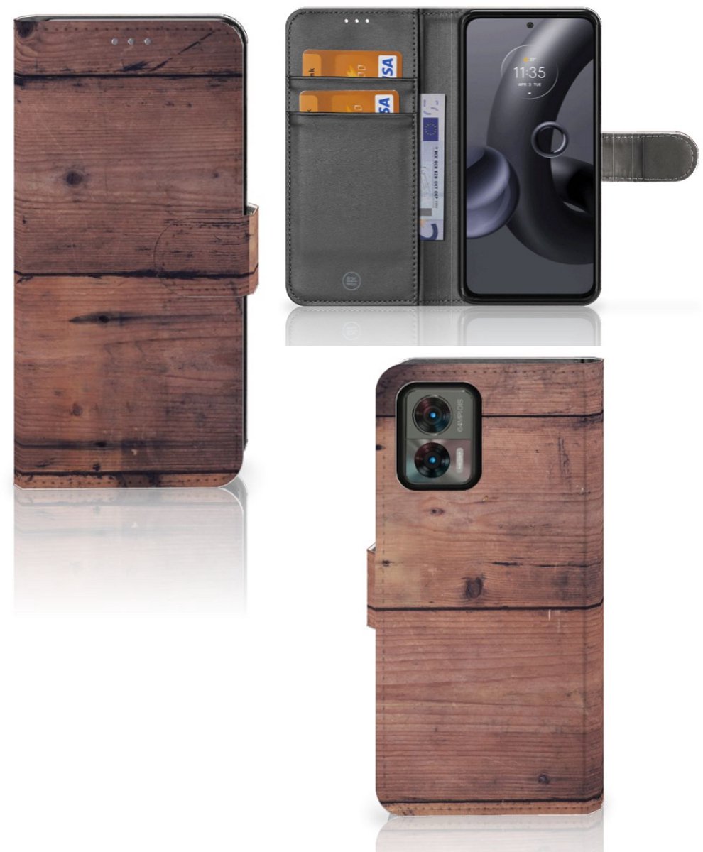 Motorola Edge 30 Neo Book Style Case Old Wood