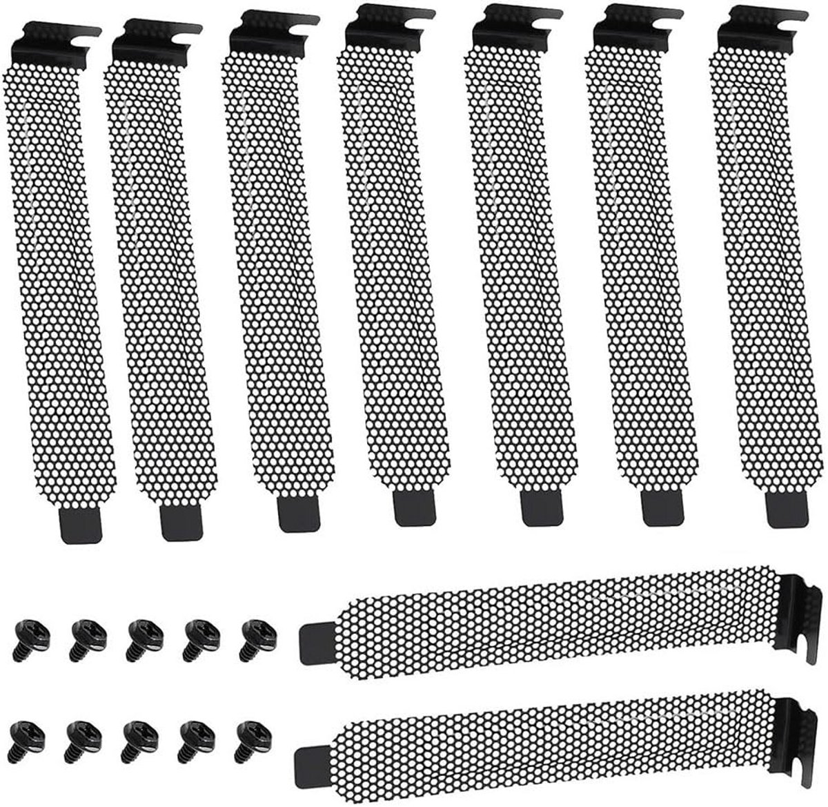 PCI Sleufafdekking en Stoffilter Set - Zwart - 10 Stuks