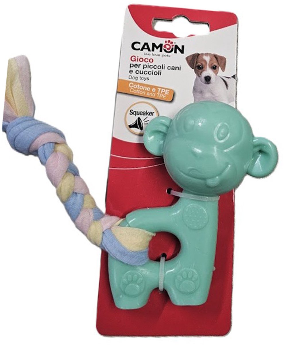 Camon - puppy toy - puppy speeltje - TPR en katoen -muntgroen - met pieper - drijvend - tandverzorgend - bevredigd de kauw/bijtdrang van uw lieve puppy