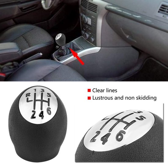 Versnellingspookknop voor Auto met 6 Versnellingen - PVC Zwart/Zilver — afbeelding 2