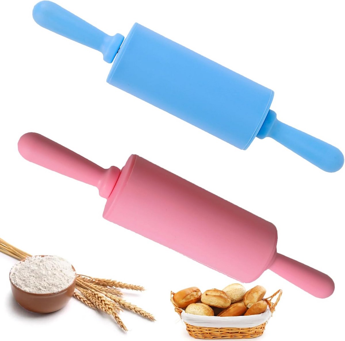 Set van 2 Silicone Rollen voor Taarten en Deeg