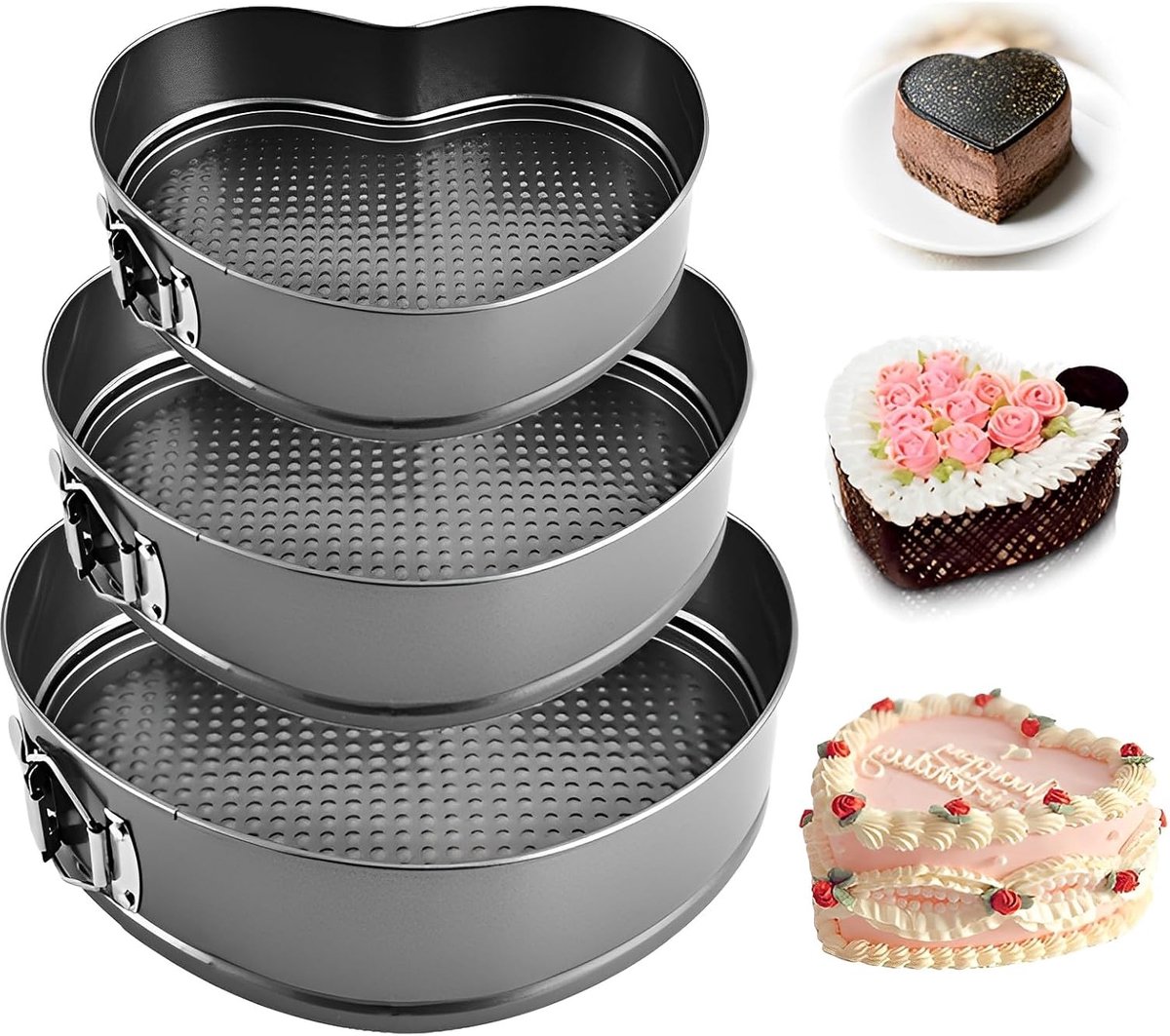 Hartvormige Bakvorm - 20/22/24 cm - Springvorm met Afneembare Bodem en Anti-aanbak Coating