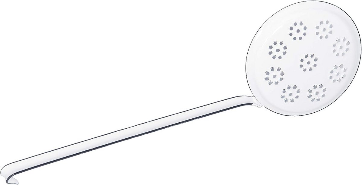 Klassieke Slotted Baklepel - 12 cm, 38 cm Lang, Wit Emaille
