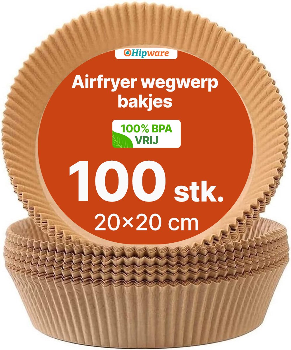 Hipware - Airfryer bakpapier rond - 50 stuks - BPA vrij - 16x16 cm - Ronde wegwerpbakjes