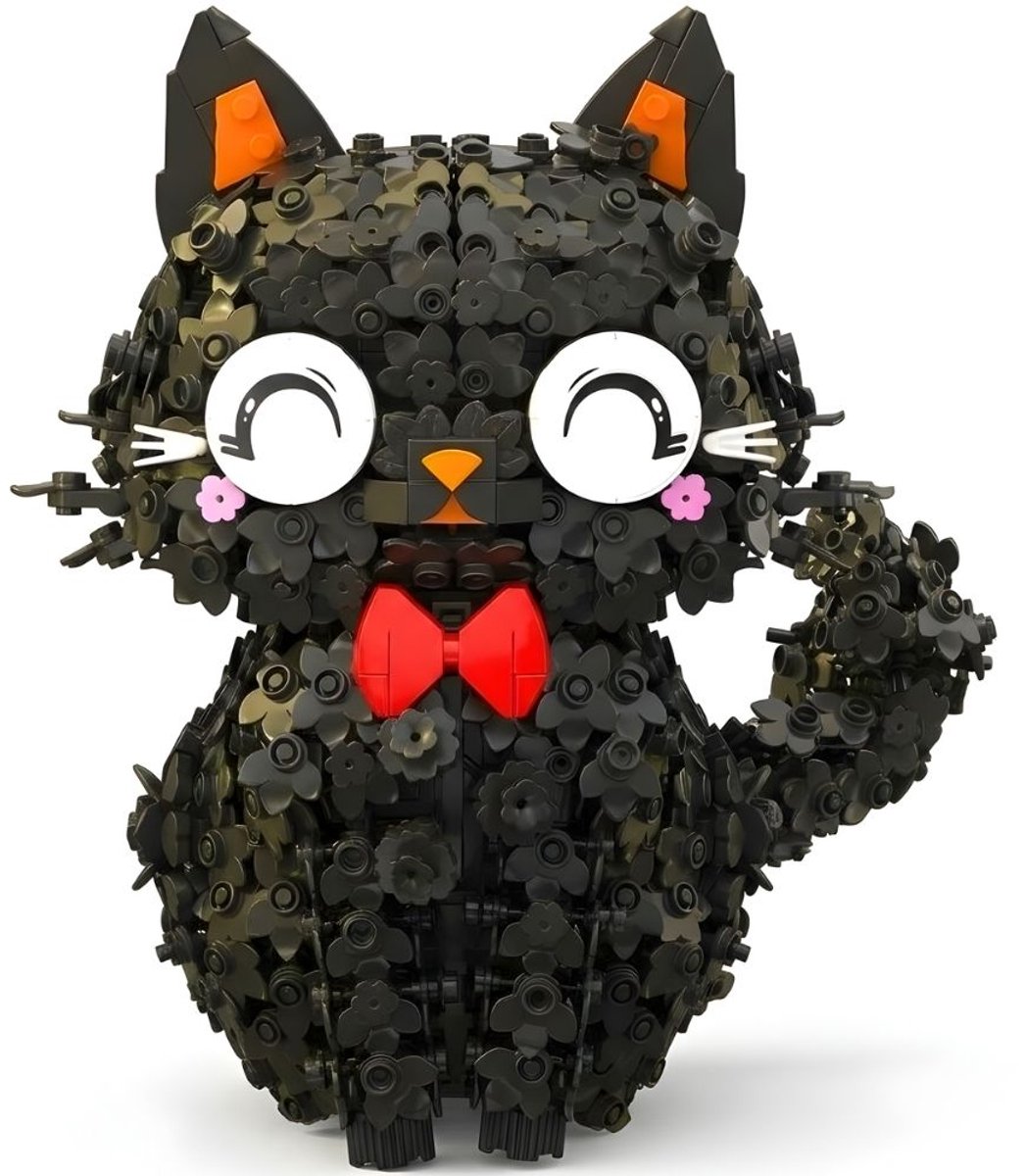 Zhe Gao 662036 Bloemen Kawaii Geluks Kat bouwset | Botanical Bonsai Flowers collection | Classic educatief creator speelgoed bloemenpracht bouwpakketten voor kinderen & volwassenen | Niet compatibel met Lego | Bouwdoos met 1651 bouwstenen — afbeelding 15