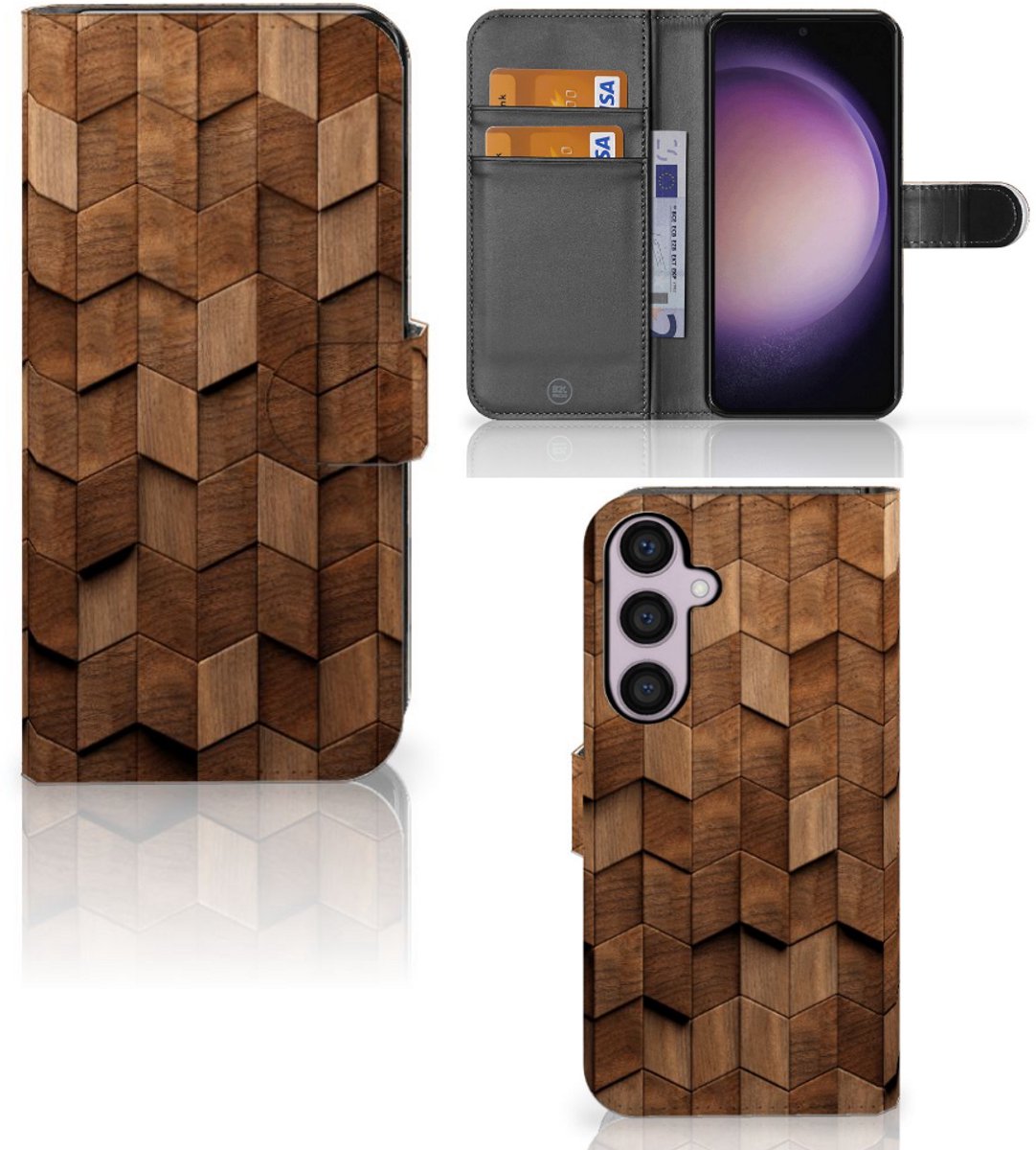 Book Style Case voor Samsung Galaxy S24 Plus Wooden Cubes