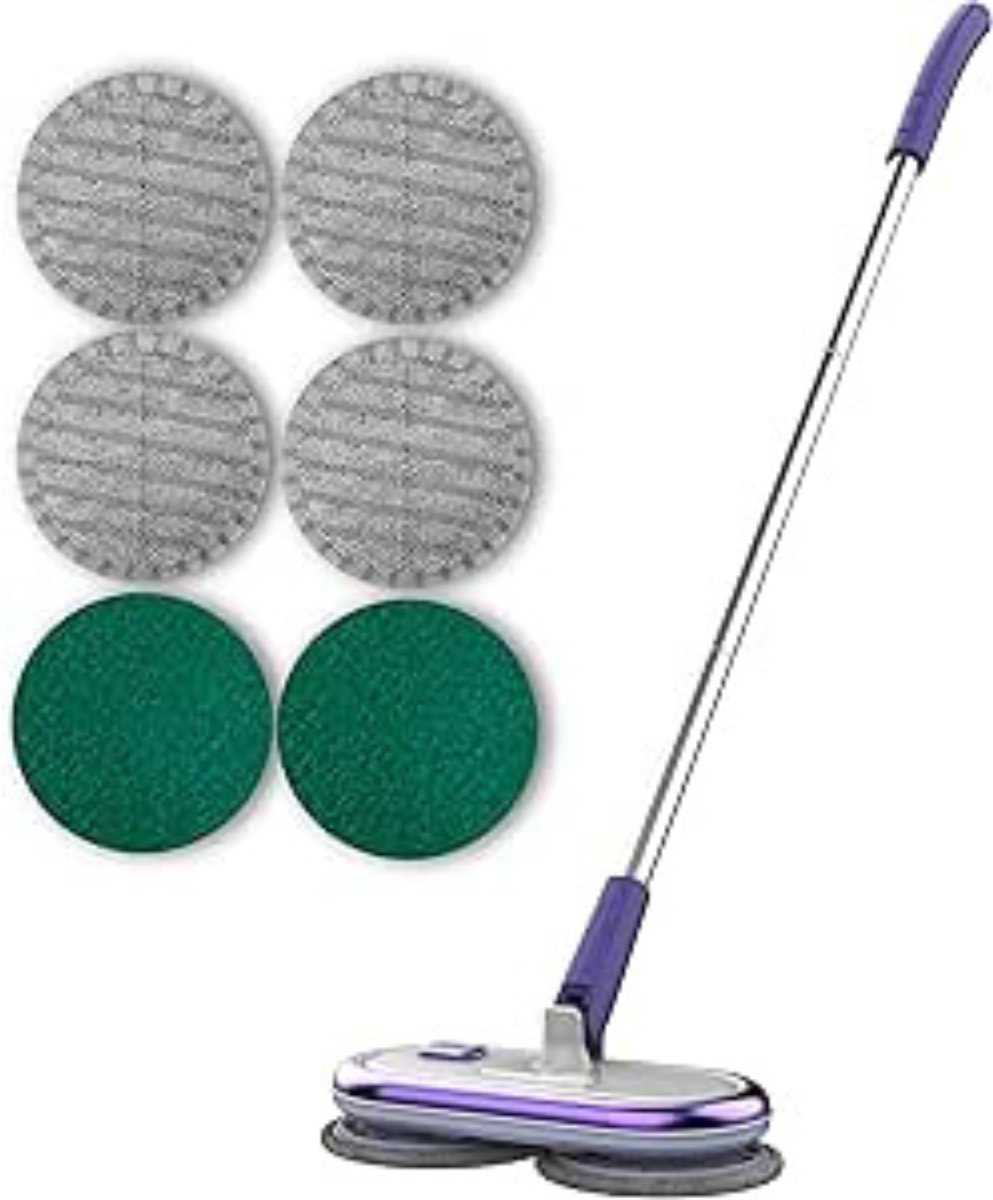 DYNA® Electrische Dweil - Dweil - Schrobzuigmachine - met 4 Herbruikbare Pads - Paars - ‎41cm x 18cm x 11cm