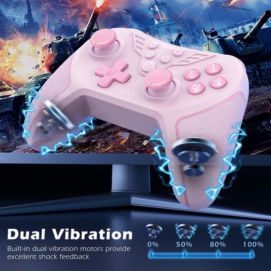 LATEC Controller voor switch, draadloze switch controller, compatibel met Switch Lite/OLED, Hall Joystick/programmeerbare knop/6-assige gyroscoop/instelbare vibratie/turbo-functie/beeldschermopname — afbeelding 2