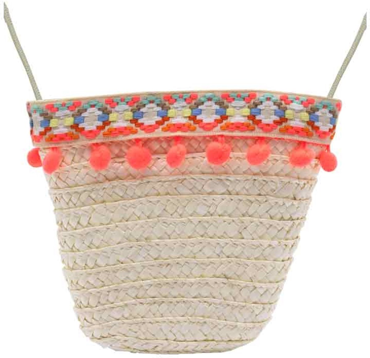 Schoudertas met Oranje Pompons Naturel