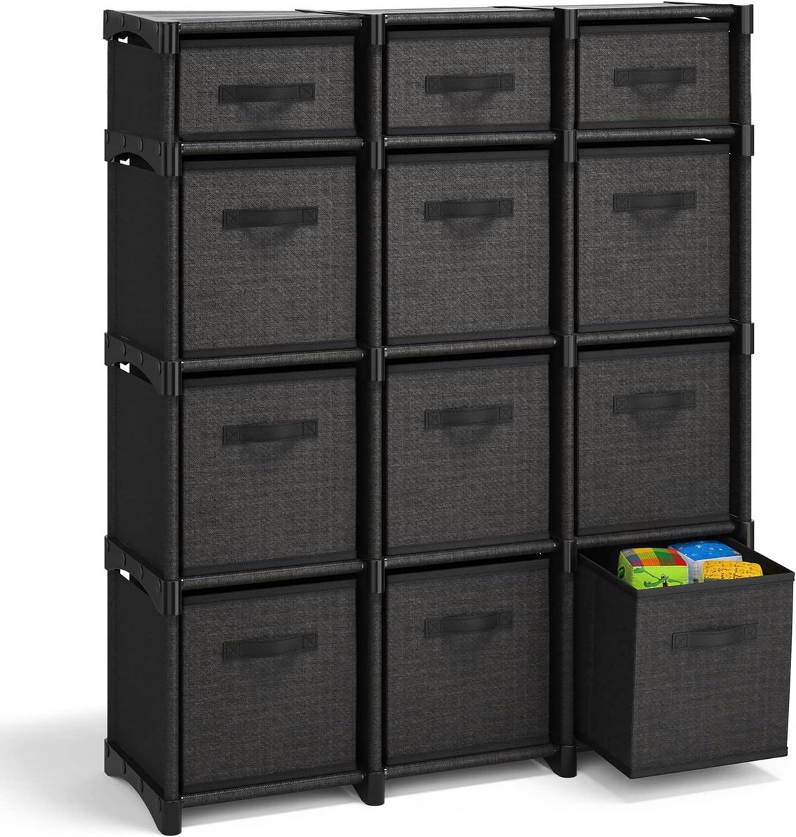 12 Cube Opberg Organizer - Zwarte Opberg Cubes voor Slaapkamer, Speelkamer en Kantoor