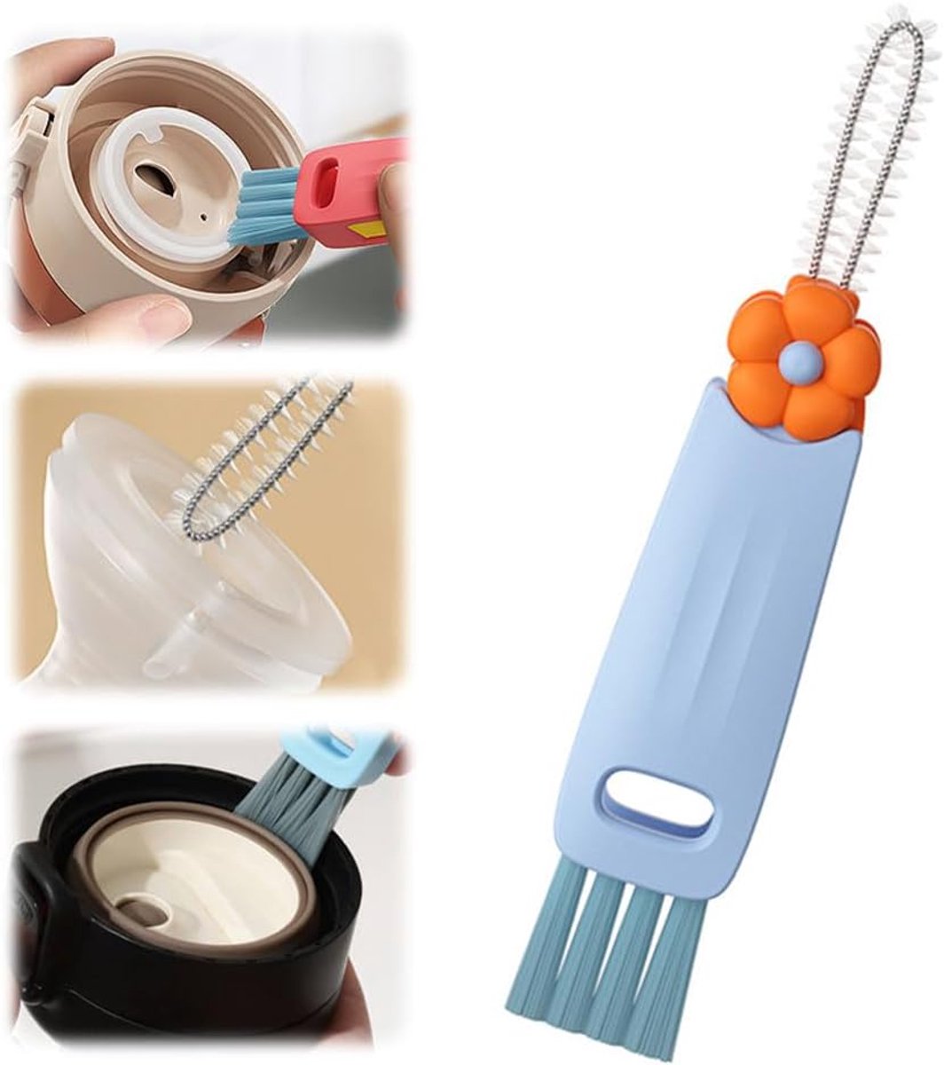 Multifunctionele 3-in-1 Reinigingsborstelset voor Bekerdeksels en Spleten