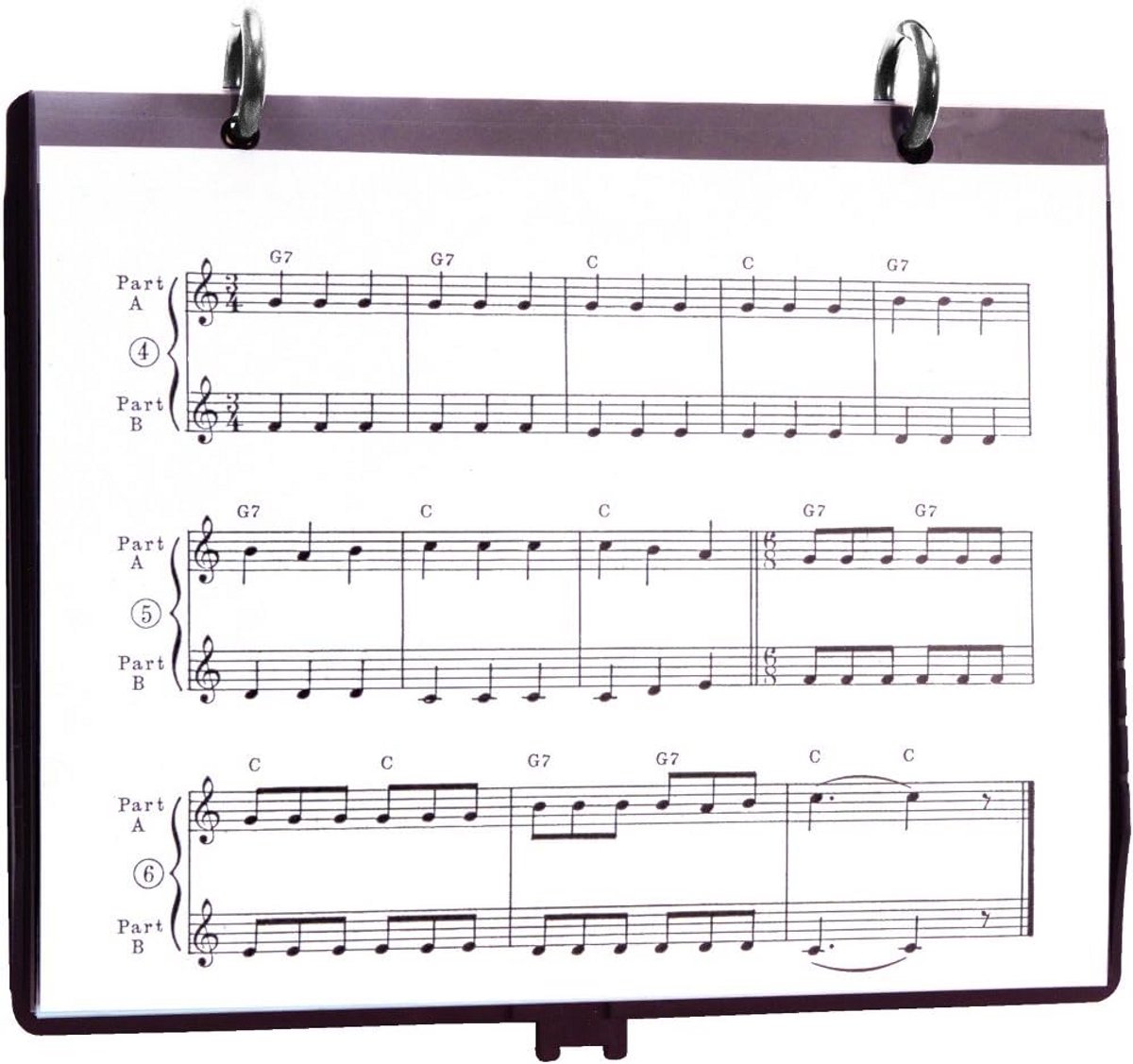 Robuuste muziekstandaard met ringbinding en enveloppen