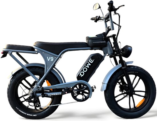 Elektrische Fatbike met Kinderzitje + Krat - Dowe V9 Nardo Grijs - 17.5Ah Accu - 250W - 25Kmh - Family fatbike - 100% Legaal van Merkloos — afbeelding 2