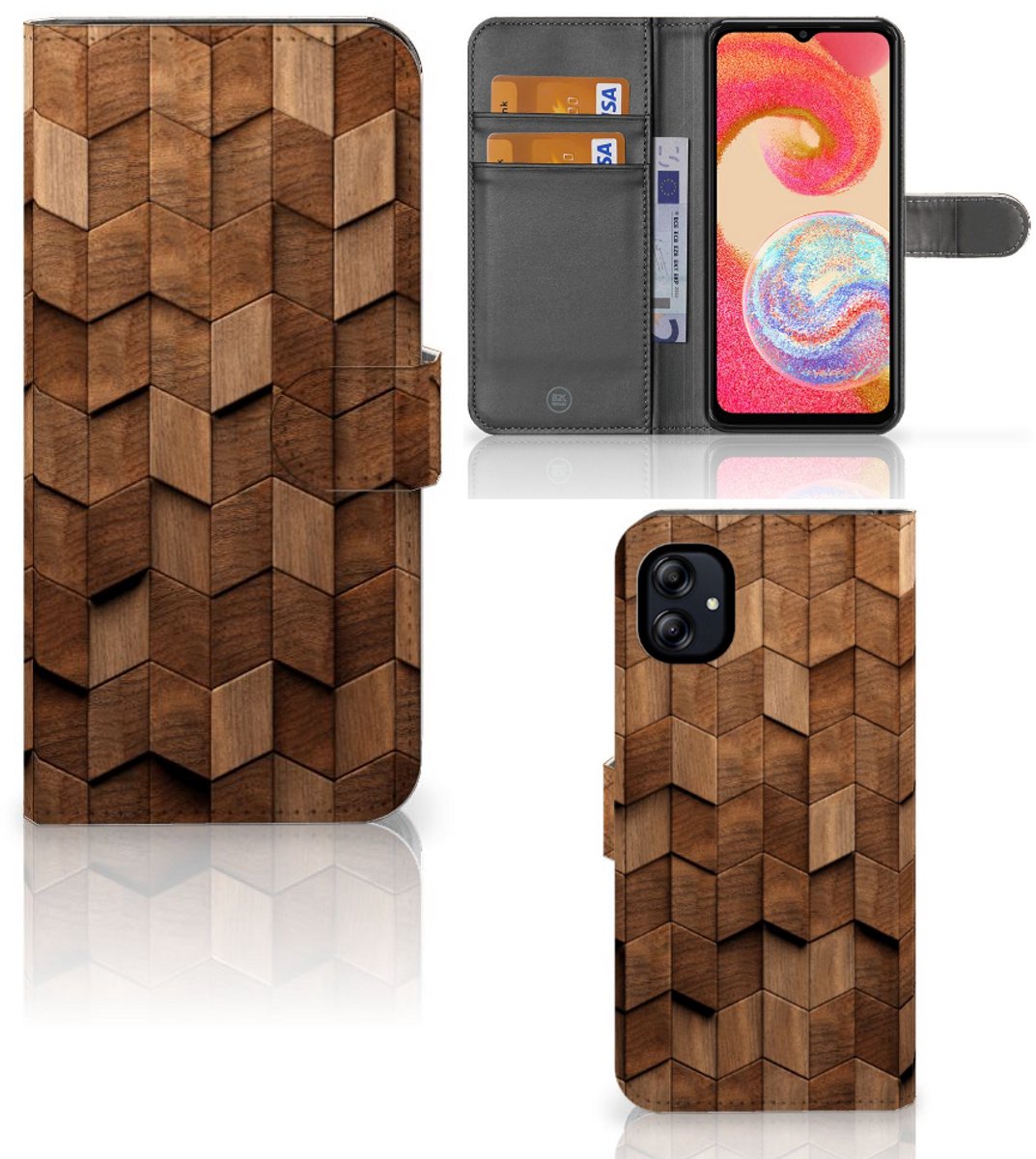 Book Style Case voor Samsung Galaxy A04e Wooden Cubes