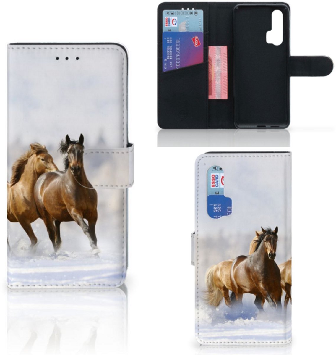 Book Case voor Honor 20 Pro Telefoonhoesje met Pasjes Paarden