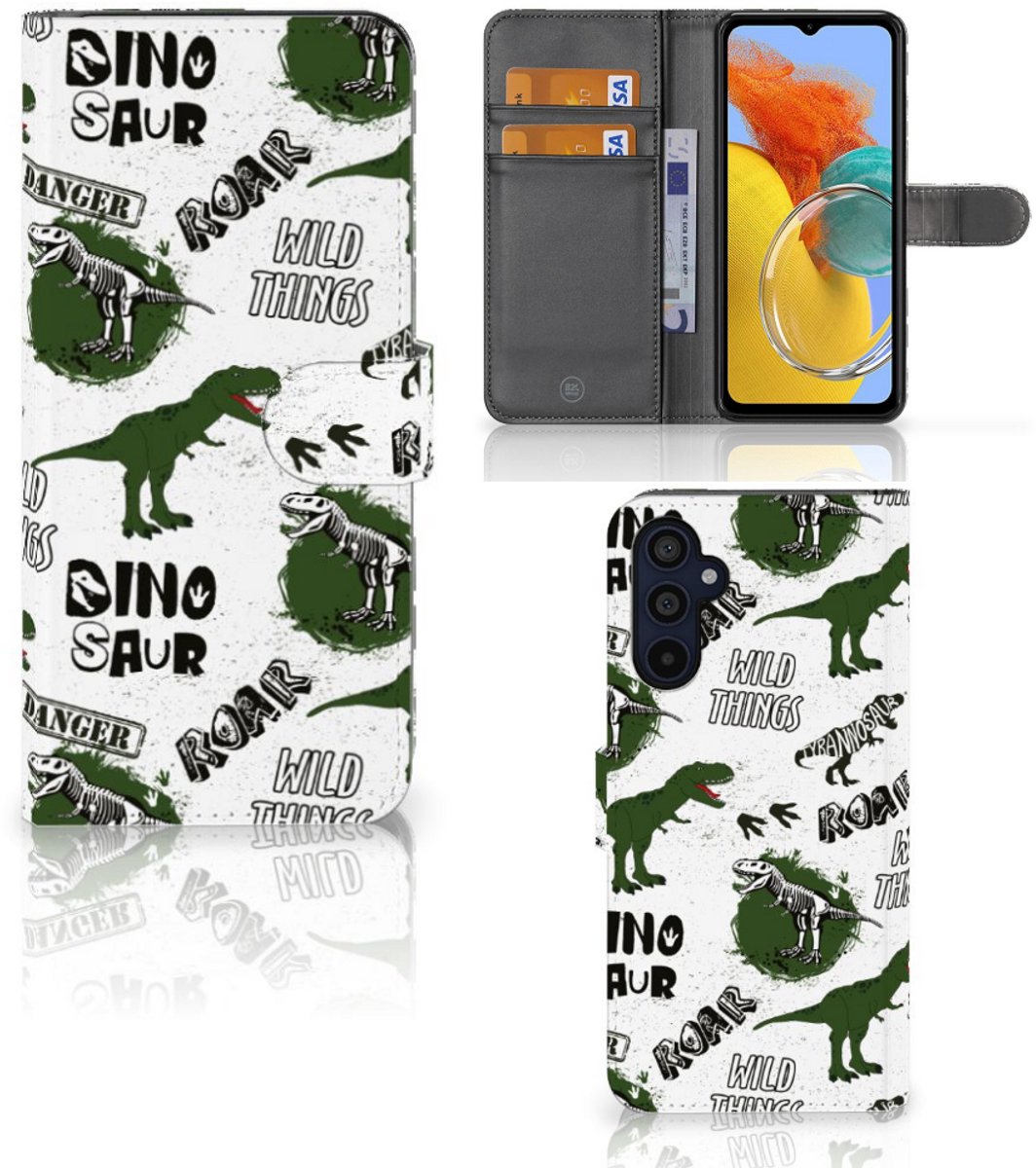 Telefoonhoesje met Pasjes voor Samsung Galaxy M14 Dinosaurus