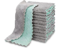 Vochtabsorberende Keuken Doekjes - 12 Stuks Microfiber - Handige Schoonmaakdoeken 16 x 27 cm