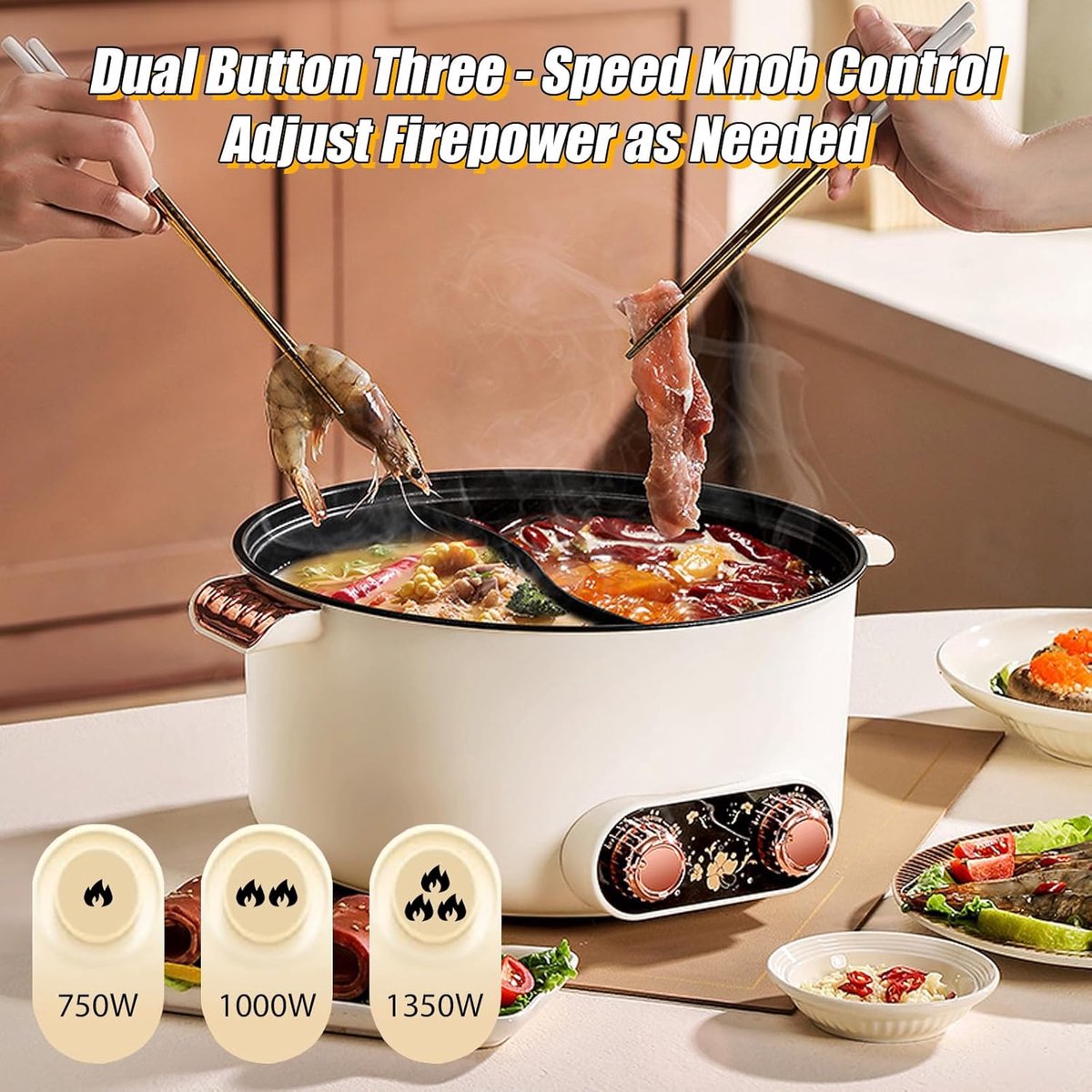 Navy® Elektrische Hot Pot 5L - Elektrische Kookpan met Snelverwarming 1350W