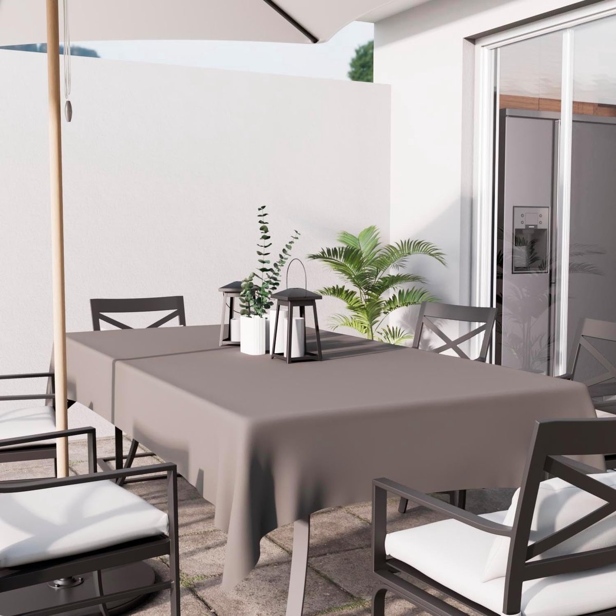 Vierkant Tafelkleed, Polyester, Grijs, 140 x 140 cm - Waterdicht en Duurzaam