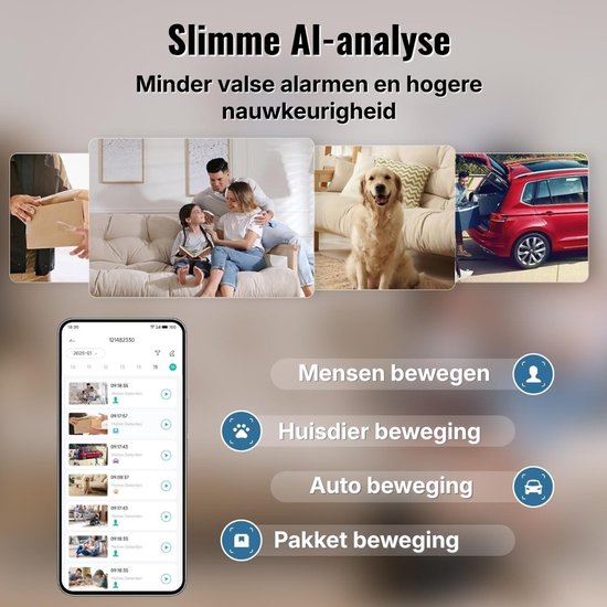 Beveiligingscamera Buiten Met AI Bewegingsdetectie - Bewakingscamera Draadloos Met Nachtzicht En 2-Weg Audio - Buitencamera Met 300° Rotatie En Oplaadbare Batterij - WiFi Camera Voor Slimme Huisbeveiliging van Merkloos — afbeelding 3