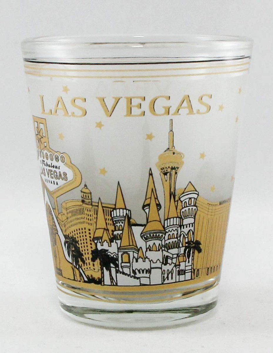 Zwarte en Gouden Skyline Shotglas uit Las Vegas
