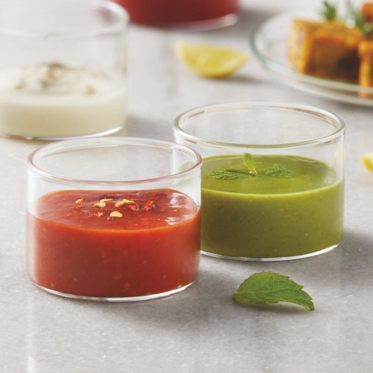 Set van 6 Helder Transparante Chutney Schalen, 85 ml