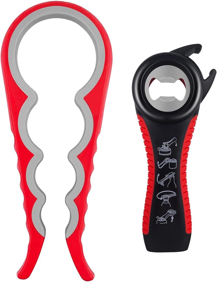 Multifunctionele Flessenopener Set - 2 Stuks, Ideaal voor Senioren en Mensen met Zwakke Handen
