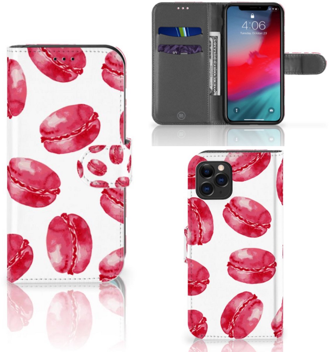 Apple iPhone 11 Pro Book Cover Pink Macarons