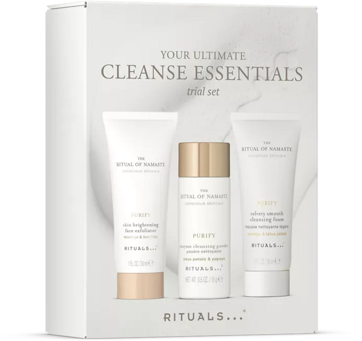 Rituals - Skincare Set voor Vrouwen - Gezichtscrème 30 ml + Reinigingspoeder 15 g + Reinigingsschuim 30 ml - Giftset Vrouw - Geschenkset - Cadeaudoos - Geschenkdoos - Cadeaus - Dagcrème - Creme - Gezichtsreiniger - Gezichtsscrub - Scrub - Face Wash