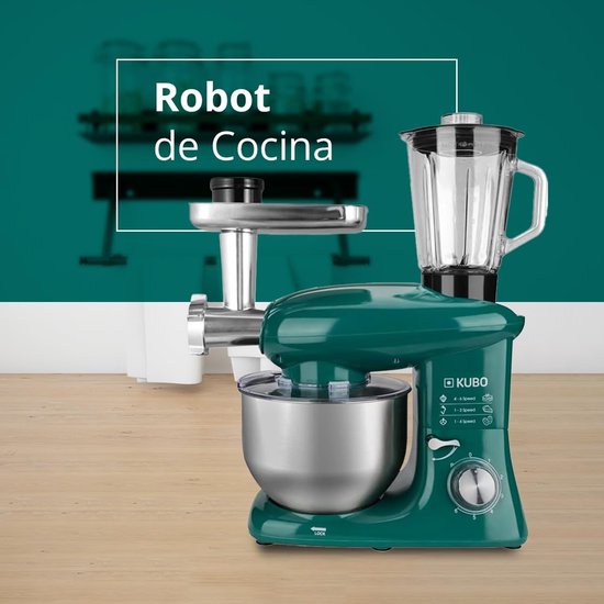 Keukenmachine met 7 accessoires voor veelzijdig koken - Groen - 6 Liter van Merkloos — afbeelding 4