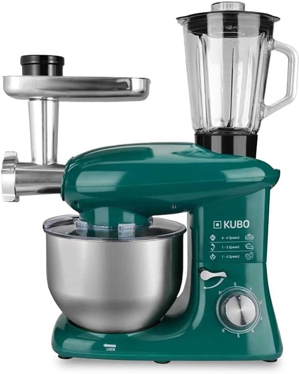 Keukenmachine met 7 accessoires voor veelzijdig koken - Groen - 6 Liter