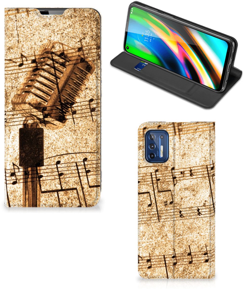 Motorola Moto G9 Plus Stand Case Bladmuziek