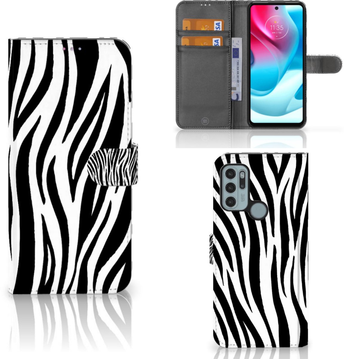 Motorola Moto G60s Telefoonhoesje met Pasjes Zebra
