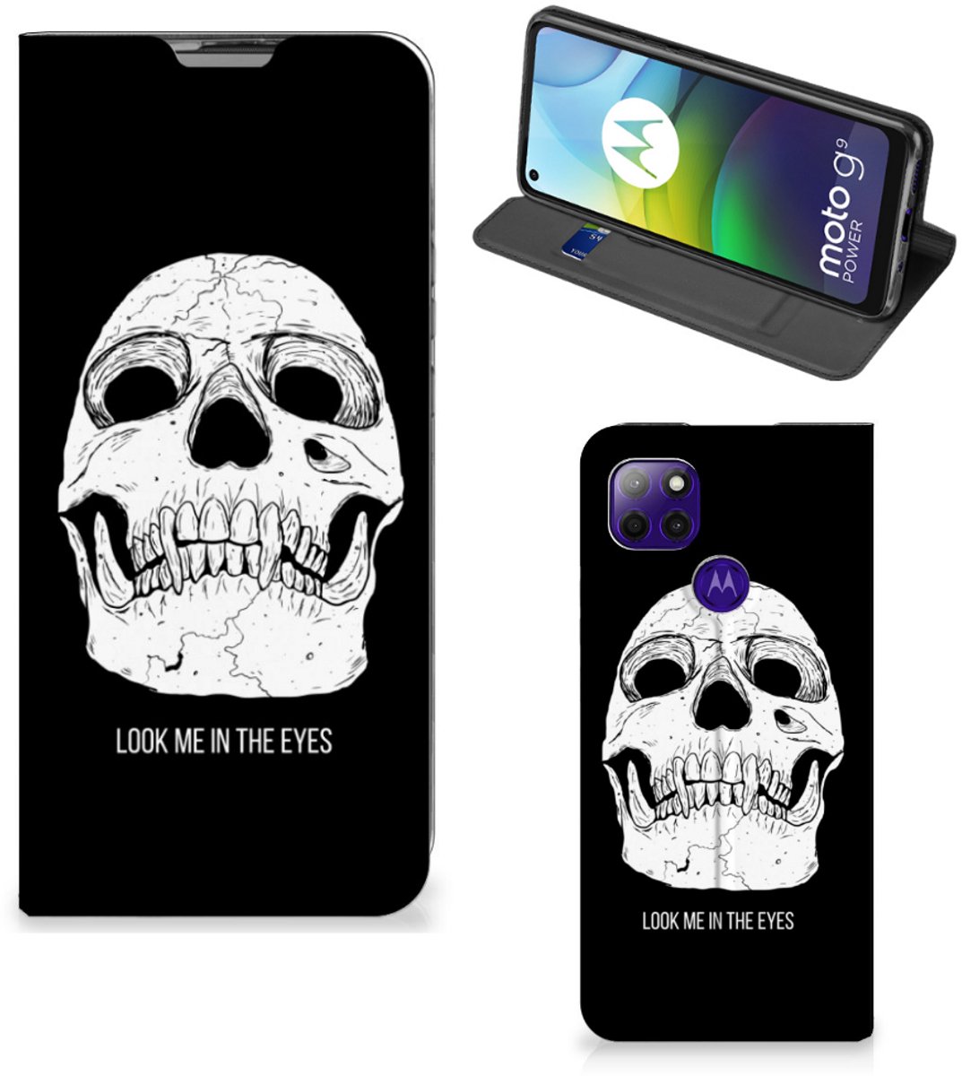 Mobiel BookCase Motorola Moto G9 Power Skull Eyes
