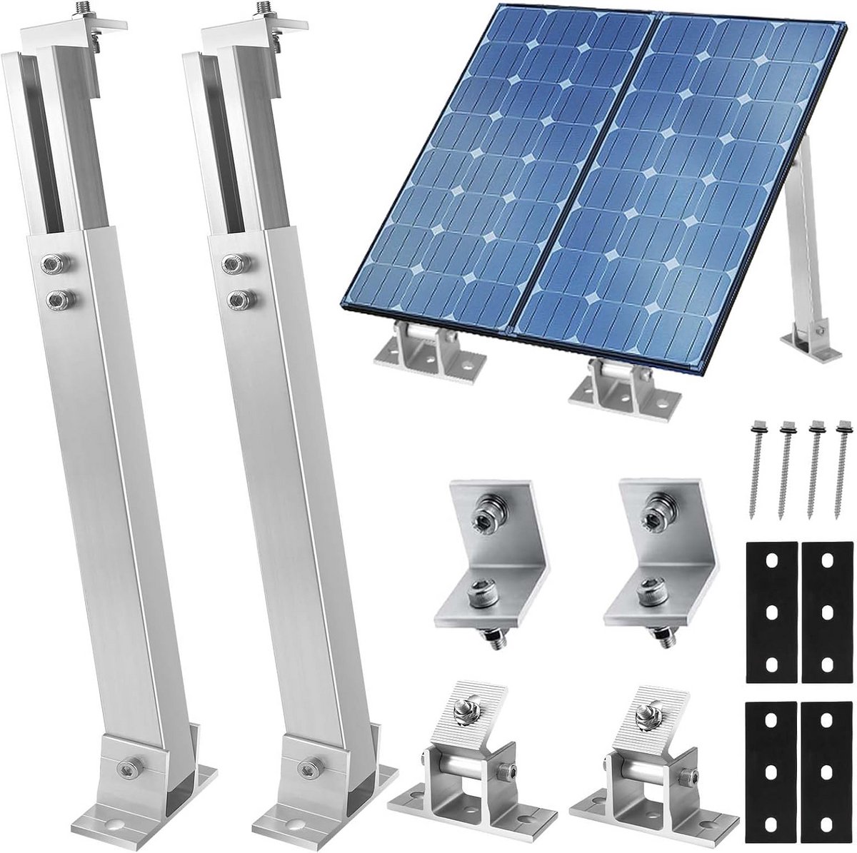 Zonnepaneel Dakhouder Aluminium 15-30 Graden Verstelbaar - Voor Daken, Campers en Boten - Montageset 36-70 cm